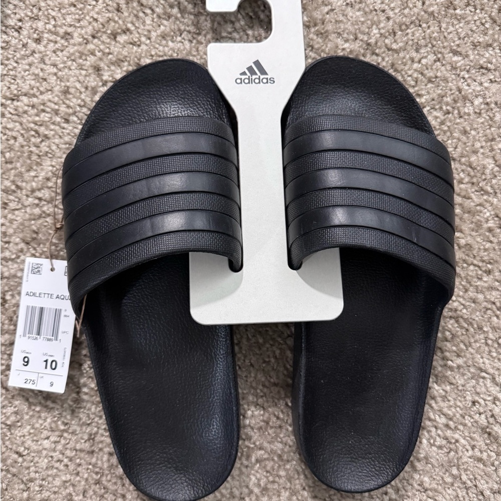 Adidas Adilette Aqua Black Slides - Picture 2 of 3